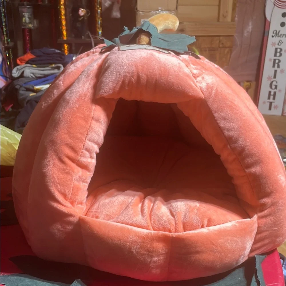 Cozy Pumpkin Pet Bed - Orange